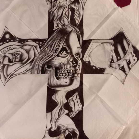 Prison art. Hanky. Done with pen and ink. 14" x 14" - Picture 6 of 6